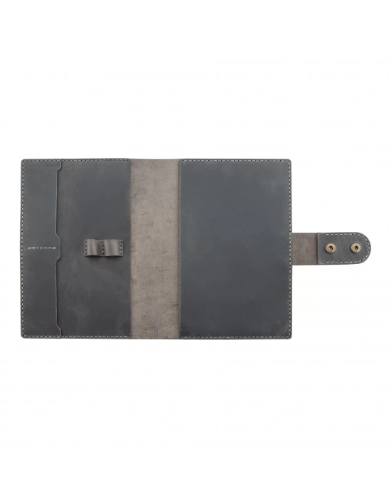 A5 Defter ve Ajanda Kılıfı - %100 Crazy Deri - KO10003 - Antrasit