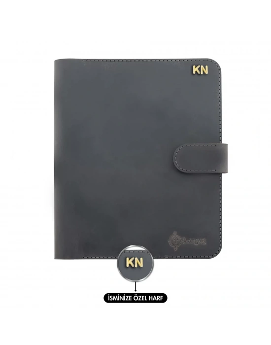 A5 Defter ve Ajanda Kılıfı - %100 Crazy Deri - KO10003 - Antrasit