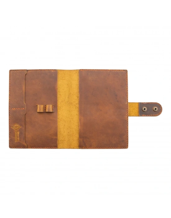 A5 Defter ve Ajanda Kılıfı - %100 Crazy Deri - KO10003 - Taba