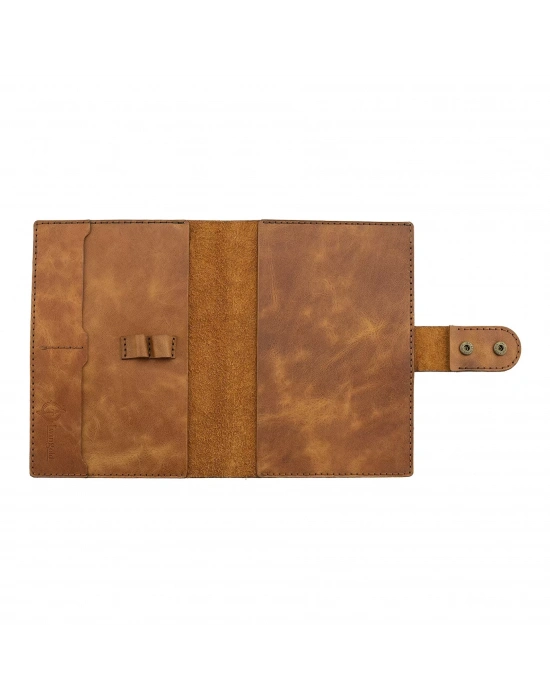 A5 Defter ve Ajanda Kılıfı - %100 Rainbow Deri - KO10001 - Camel