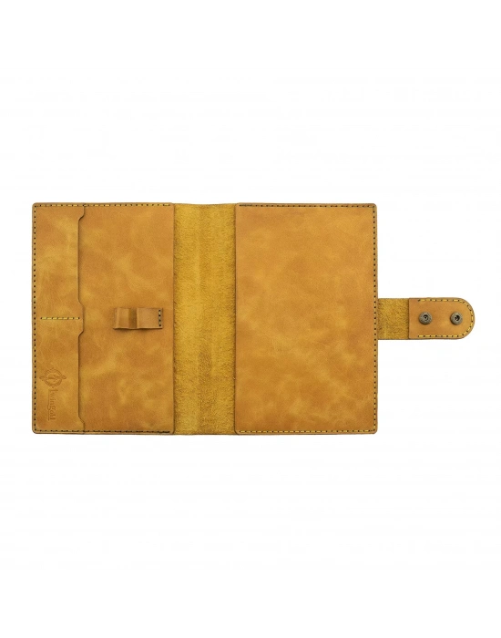 A5 Defter ve Ajanda Kılıfı - %100 Rainbow Deri - KO10001 - Hardal Sarısı