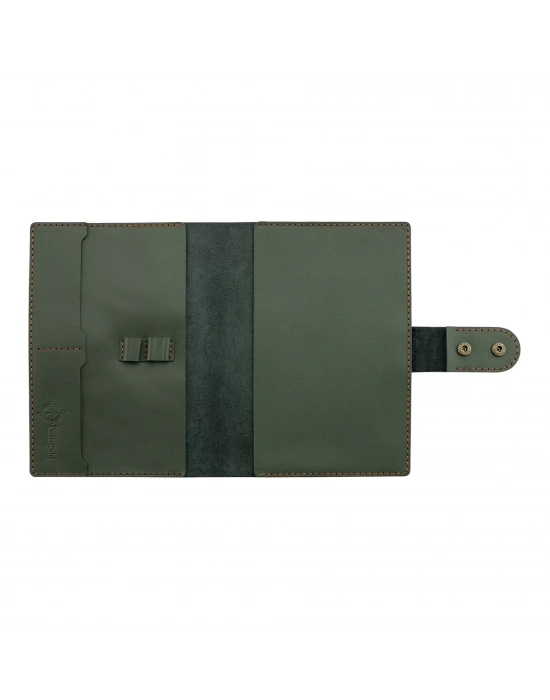 A5 Defter ve Ajanda Kılıfı - %100 Tiesto Deri - KO10002 - Haki