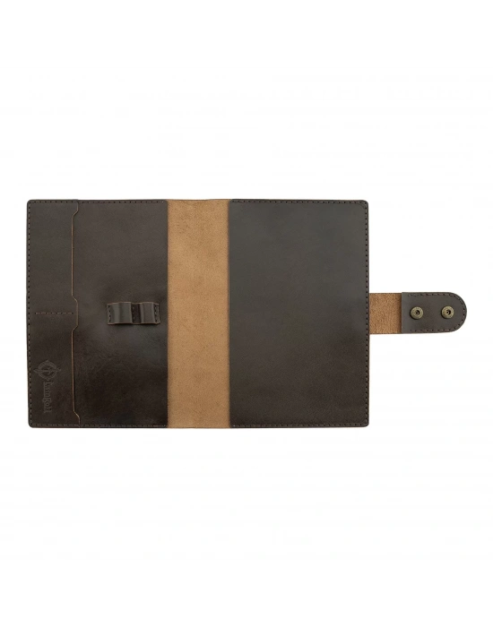 A5 Defter ve Ajanda Kılıfı - %100 Tiesto Deri - KO10002 - Koyu Kahverengi