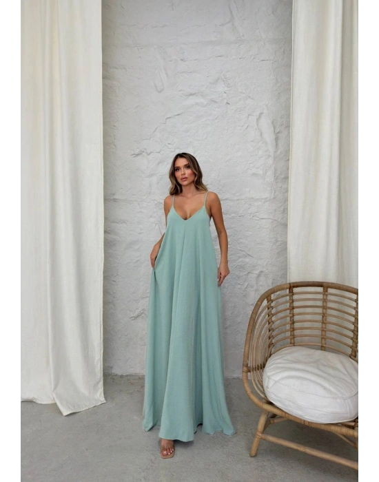 Aerobin uzun elbise çağla yeşili pt