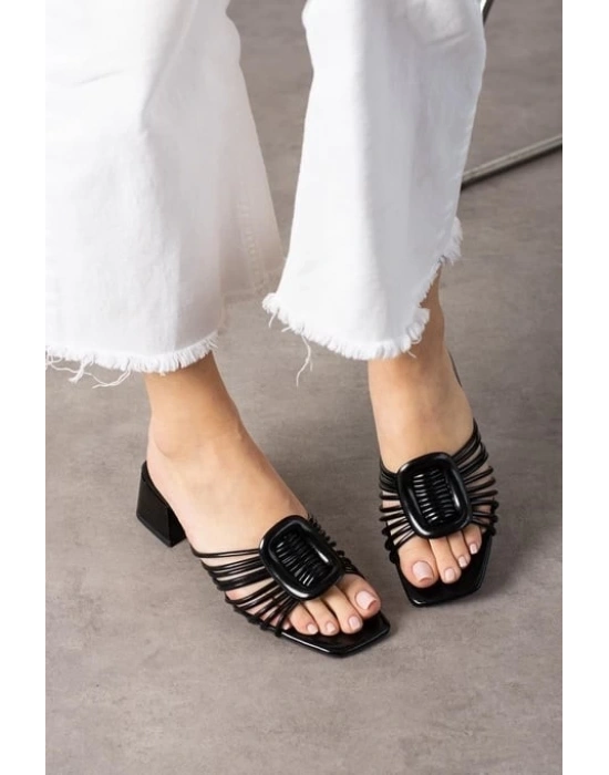 Anca Siyah Rugan Topuklu Terlik