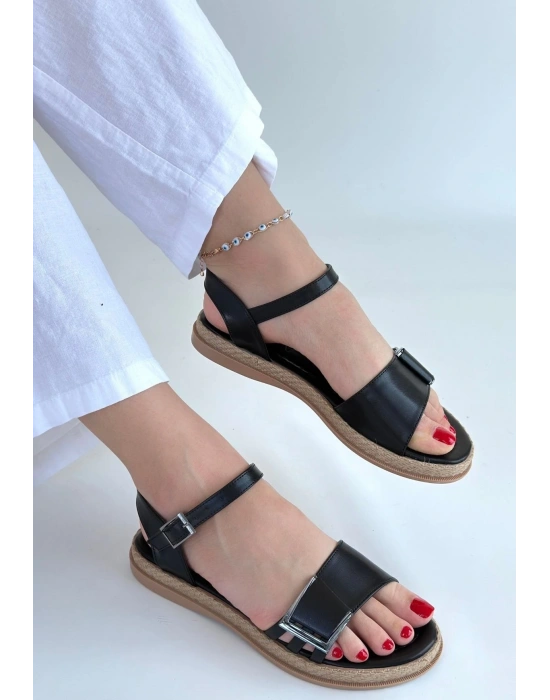 Andana Siyah Cilt Sandalet