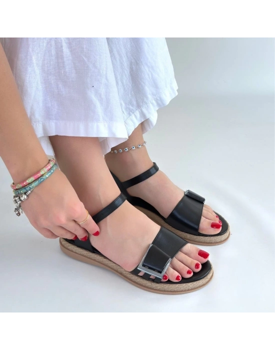 Andana Siyah Cilt Sandalet