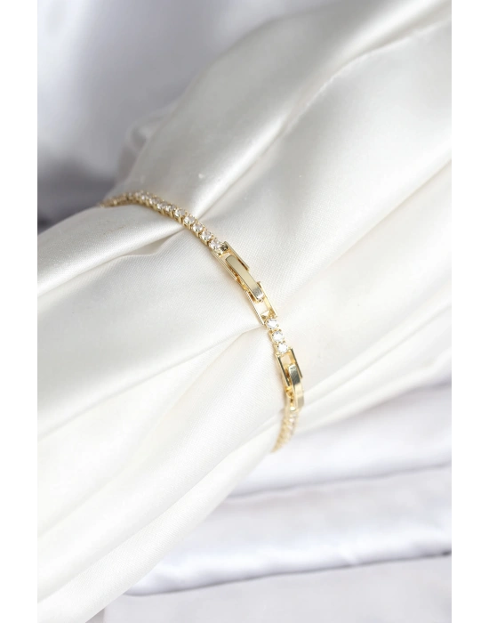 Anka Kuşu Model Zirkon Taşlı Gold Renk Pirinç Su Yolu Kadın Bileklik