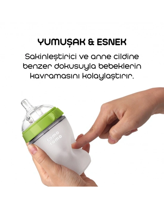 Antikolik Silikon Biberon 250 ml 3-6 Ay Yeşil