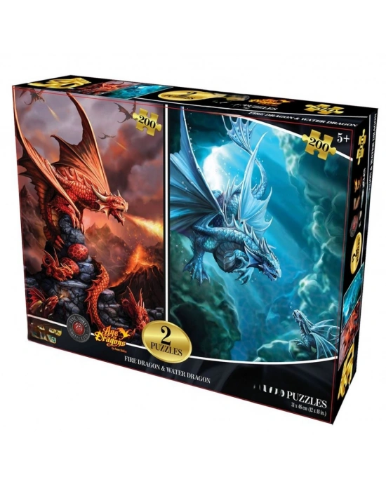 Ateş Ejderhası ve Su Ejderhası İkili Puzzle 200 Parça