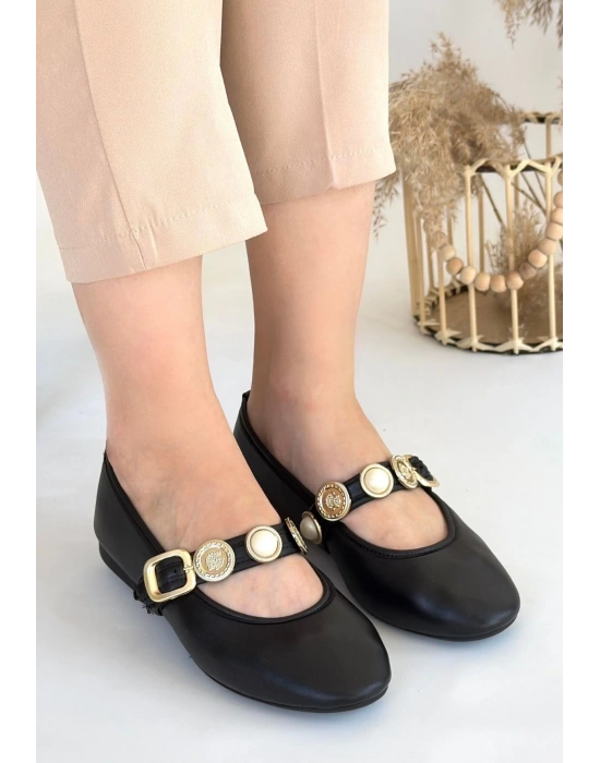 Atnis Siyah Cilt Babet Ayakkabı