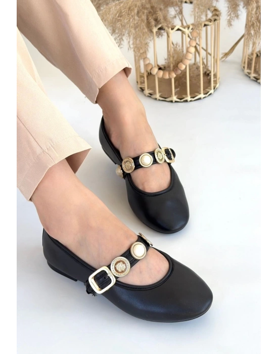 Atnis Siyah Cilt Babet Ayakkabı