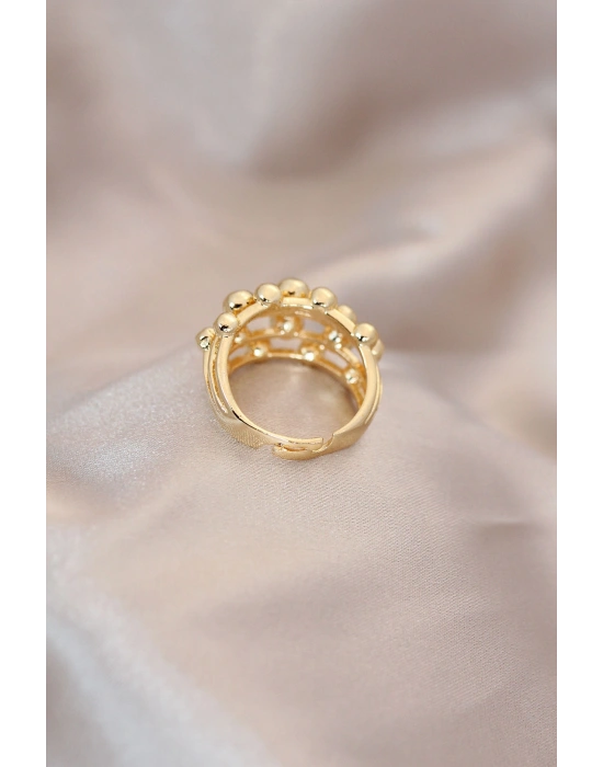 Ayarlamalı Gold Renk Metal Bombeli Boluncuk Model Yüzük