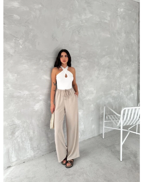 Ayrobin Oversize Kadın Pantalon - Bej