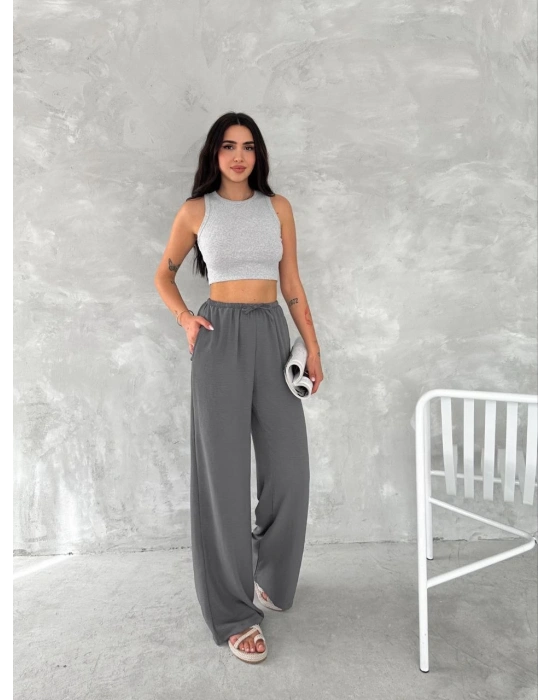 Ayrobin Oversize Kadın Pantalon - Füme