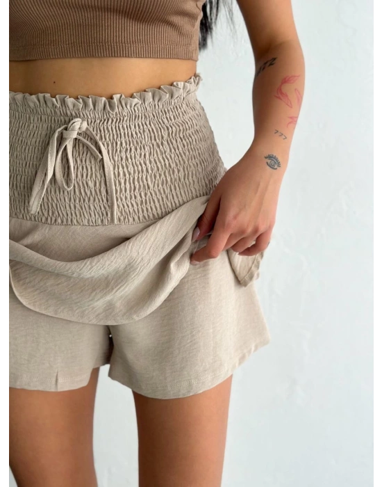 Ayrobin Şortlu Etek - Bej