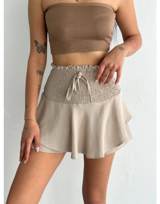 Ayrobin Şortlu Etek - Bej