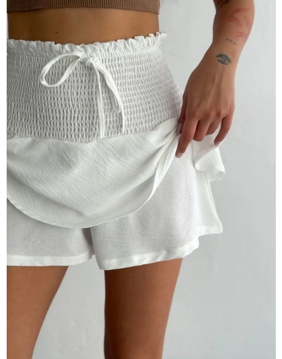 Ayrobin Şortlu Etek - Beyaz
