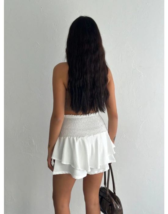 Ayrobin Şortlu Etek - Beyaz