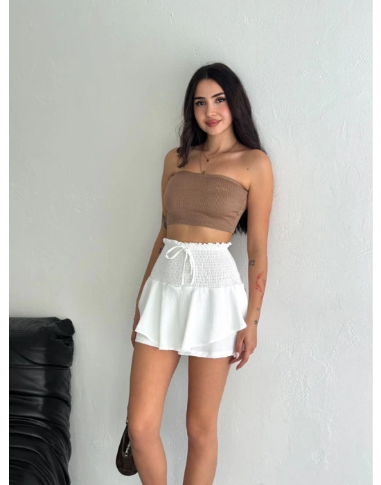 Ayrobin Şortlu Etek - Beyaz