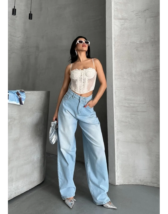 Baggy süper taş bıyık yıkama buz mavi d2007