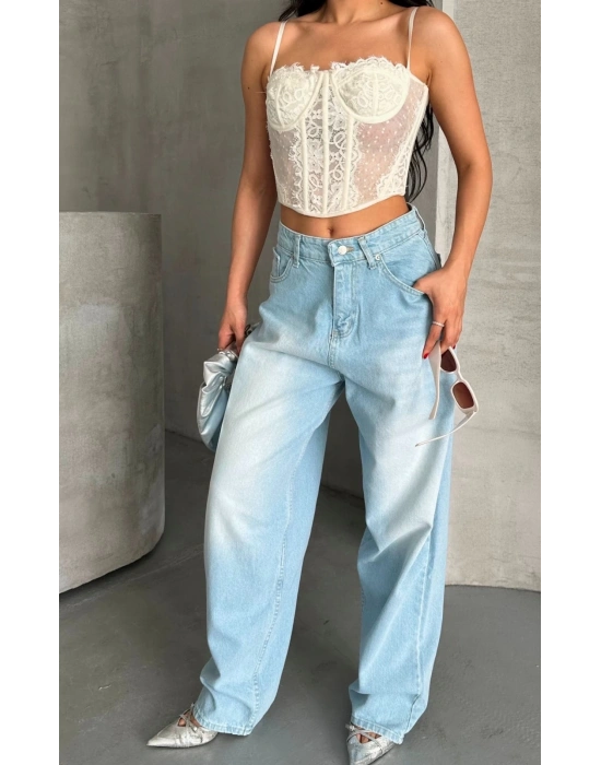 Baggy süper taş bıyık yıkama buz mavi d2007