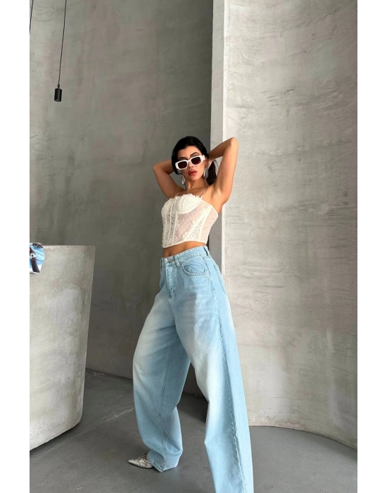 Baggy süper taş bıyık yıkama buz mavi d2007