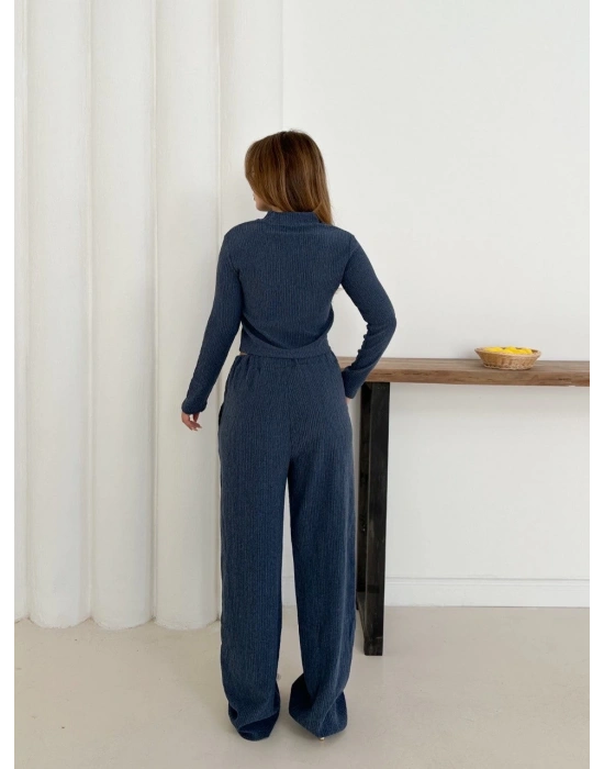 Balıkçı yaka örme takım lacivert st265865