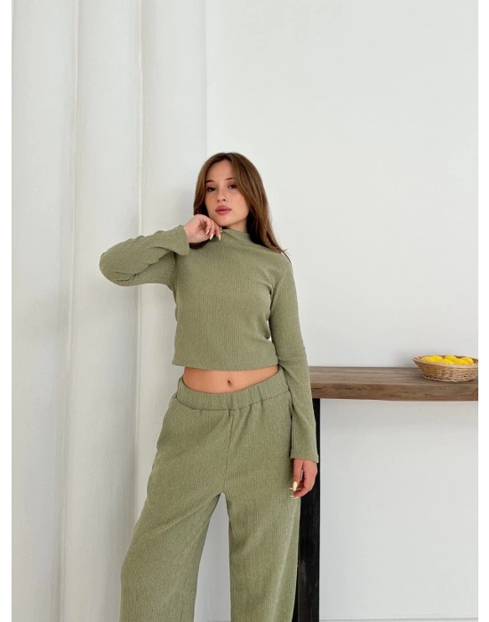 Balıkçı yaka örme takım mint st265865