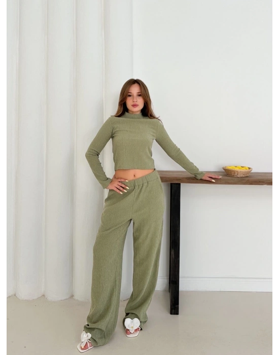 Balıkçı yaka örme takım mint st265865