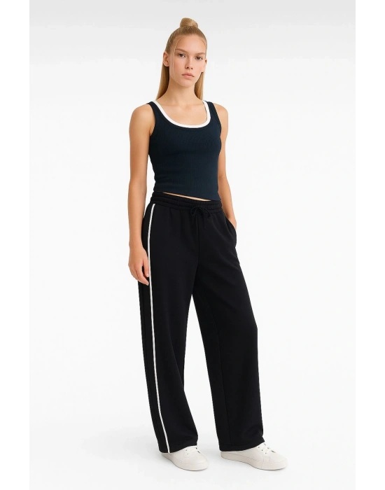 Barrel Fit Beli Bağcıklı Geniş Paça Eşofman Altı