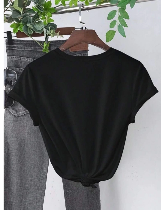 Baskılı Kadın T-shirt - Siyah