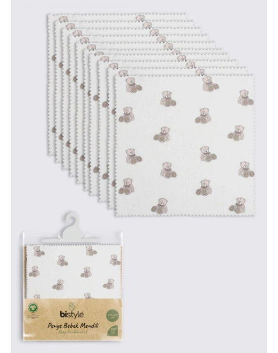 Bear 20x20 10Lu Penye Mendil 90162 Ekru