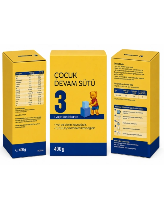 Bebek Devam Sütü 3 400 Gr adet fiyatıdır