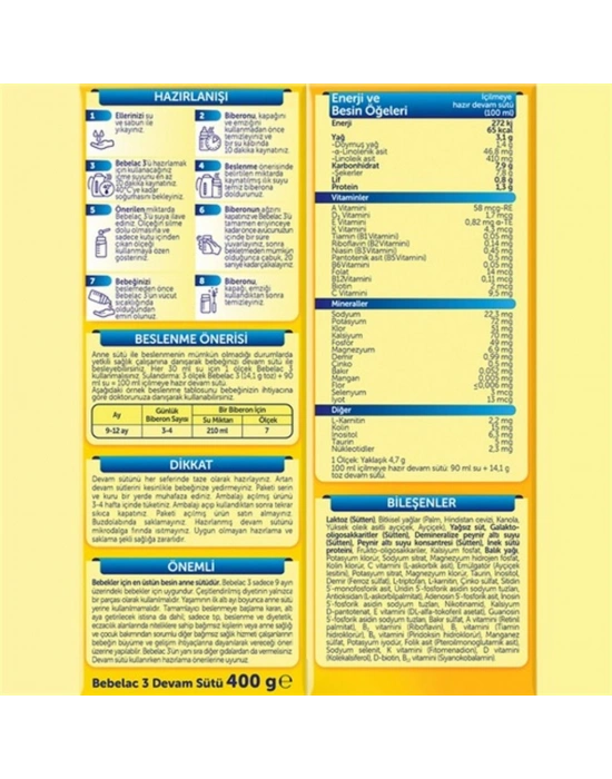 Bebek Devam Sütü No3 400 Gr