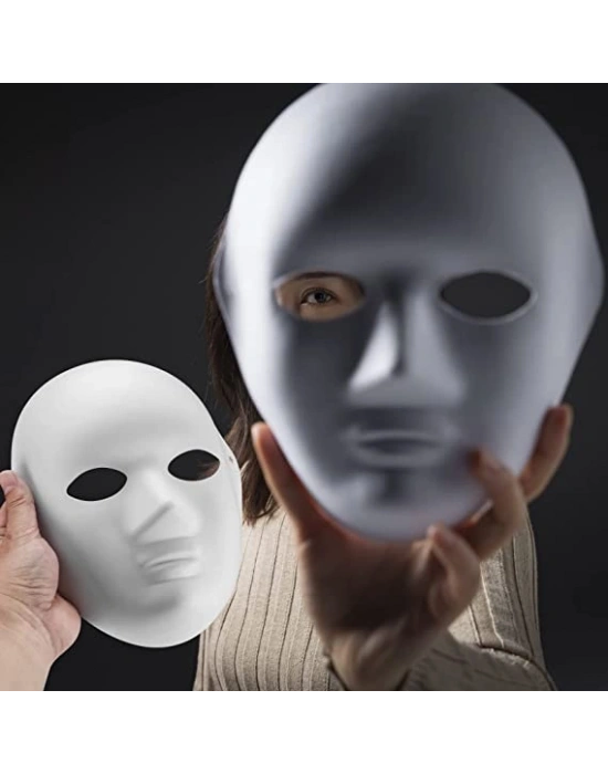 Beyaz Renk Boyanabilir Anonim Tam Yüz Cosplay Maske 24x18 cm
