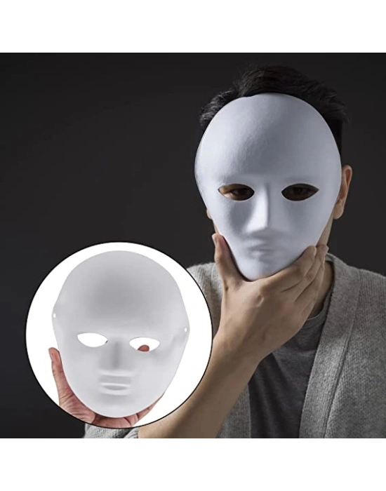 Beyaz Renk Boyanabilir Anonim Tam Yüz Cosplay Maske 24x18 cm