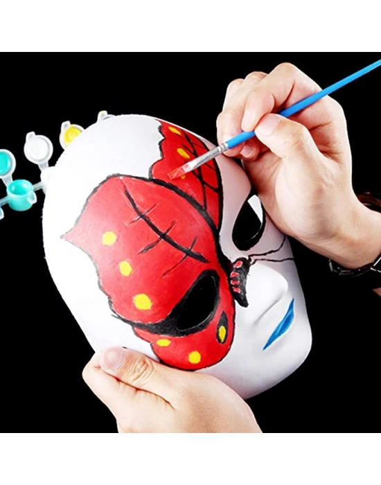 Beyaz Renk Boyanabilir Anonim Tam Yüz Cosplay Maske 24x18 cm