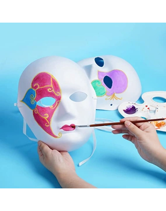 Beyaz Renk Boyanabilir Anonim Tam Yüz Cosplay Maske 24x18 cm