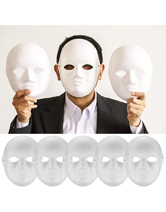 Beyaz Renk Boyanabilir Anonim Tam Yüz Cosplay Maske 24x18 cm