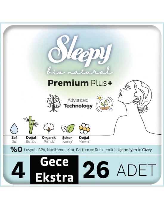 Bio Natural Premium Plus Mega Ekstra Gece Ped 26 Adet