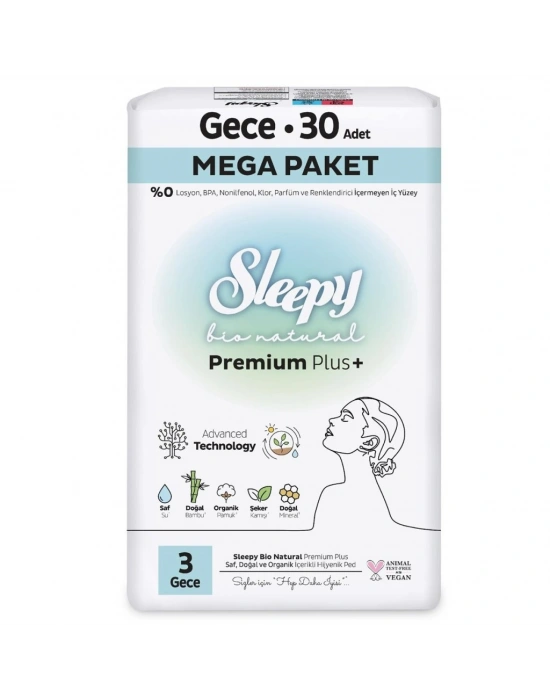 Bio Natural Premium Plus Mega Gece Ped 30 Adet