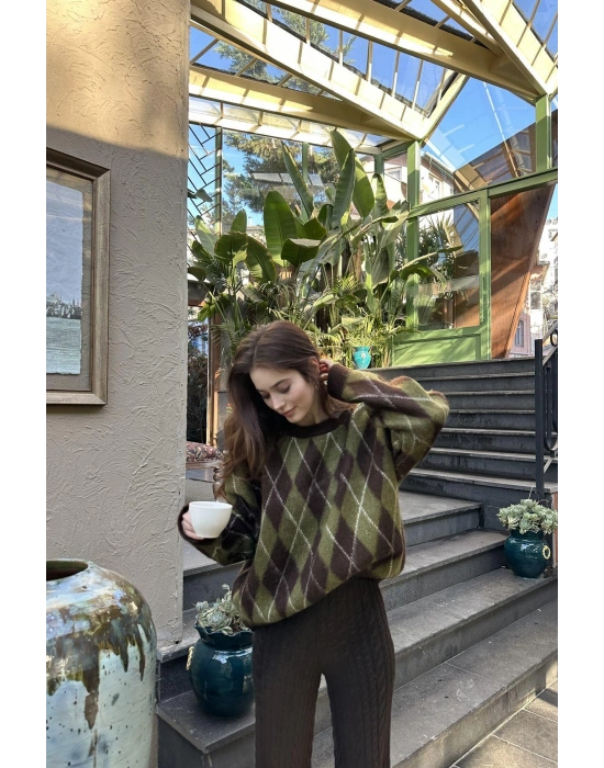 BİSİKLET YAKA BAKLAVA DESEN TRIKO KAZAK