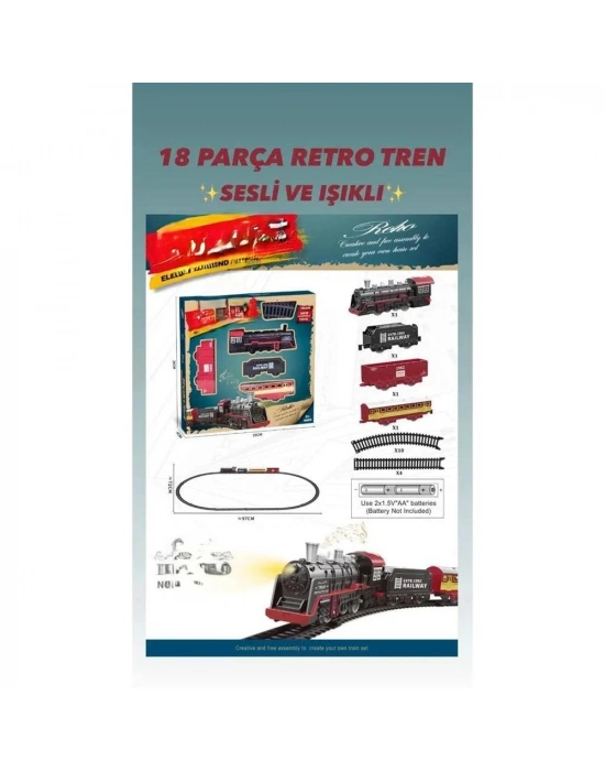 BJ2308A 18 PARÇA SESLİ IŞIKLI RETRO TREN