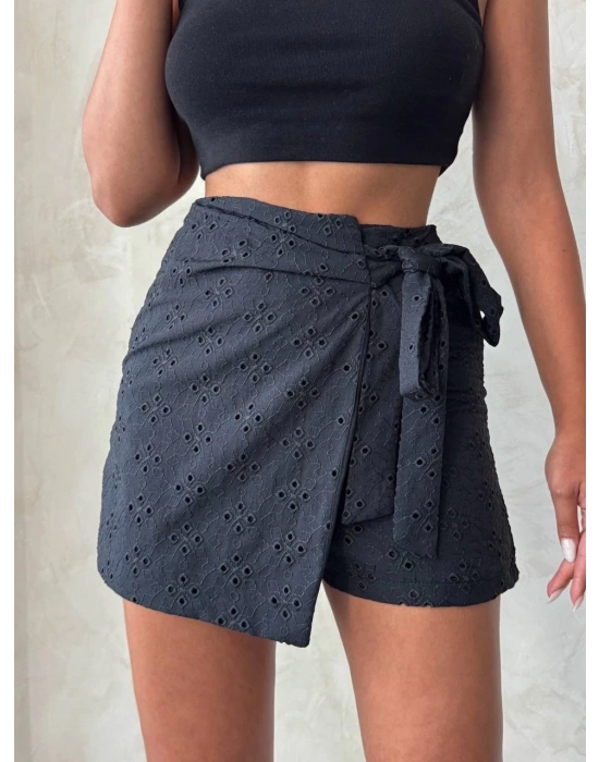 Brodeli şort etek s255075