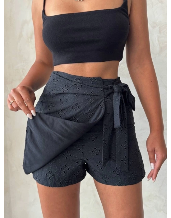 Brodeli şort etek s255075