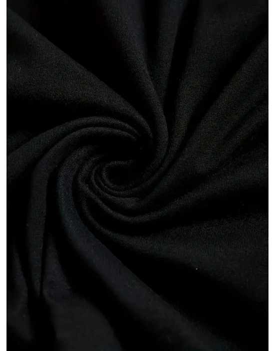 Büyük Boy Ayıcık Baskılı Bisiklet Yaka T-Shirt, İlkbahar & Yaz İçin Rahat Kısa Kollu T-Shirt, Kadın Giyim - Siyah