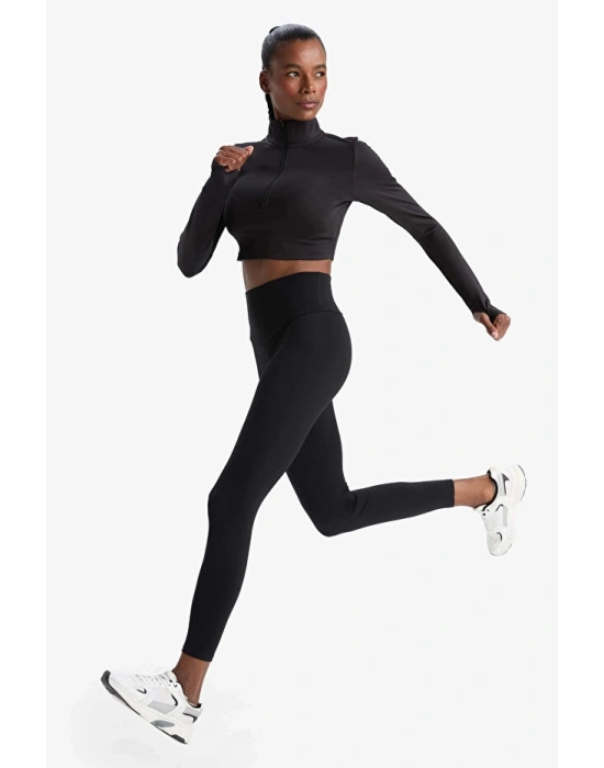 C4564 Siyah DeFactoFit Yüksek Bel Beli Saran Toparlayıcı Esnek Premium Sporcu Tayt