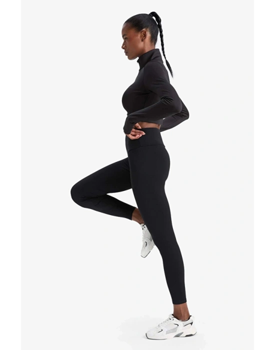 C4564 Siyah DeFactoFit Yüksek Bel Beli Saran Toparlayıcı Esnek Premium Sporcu Tayt