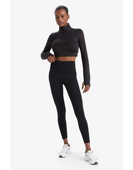 C4564 Siyah DeFactoFit Yüksek Bel Beli Saran Toparlayıcı Esnek Premium Sporcu Tayt